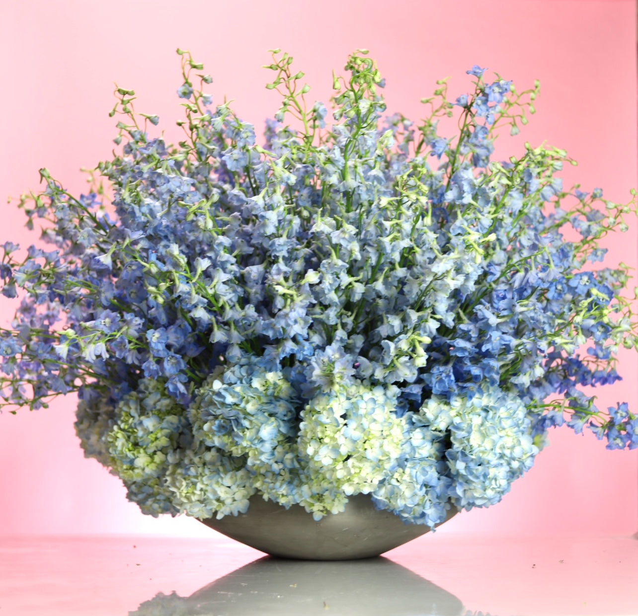 delphinium hydrangea arrangement Chicago