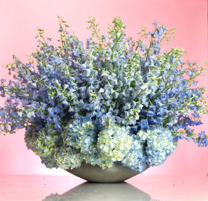 delphinium hydrangea arrangement Chicago